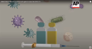 AP animation image of medicine bottles and syringes